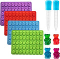 Gummy Candy Molds - 4Pcs Silicone Gummy Bear Molds With 2pcs Dropper,Non-stick and Bpa Free for Mini Candy Chocolate Gummies Baking