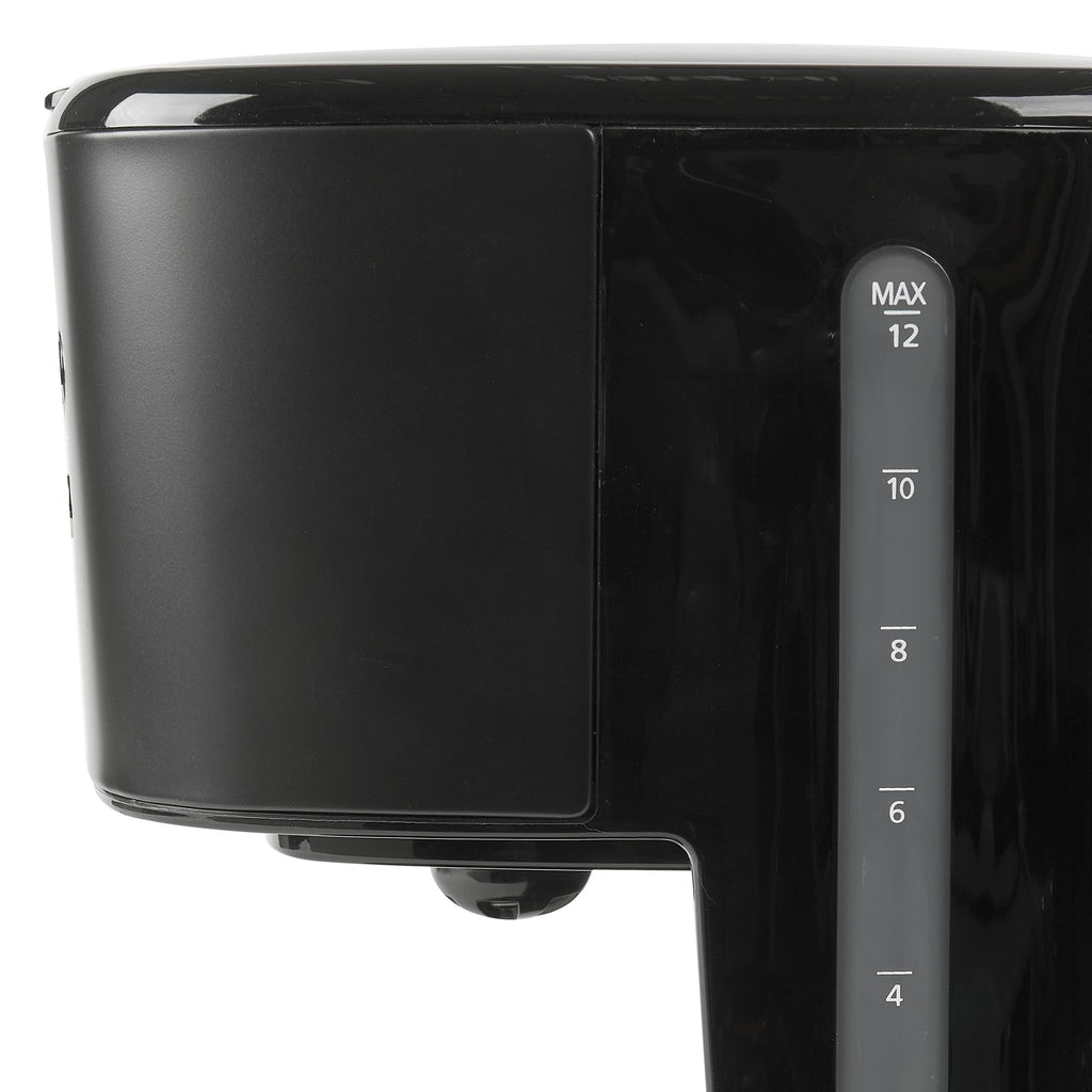 HADEN Coffee Machine, 12 Cup Programmable Drip Coffee Maker with Auto Shut-Off Function and Reusable Washable Water Filter, Black & Chrome