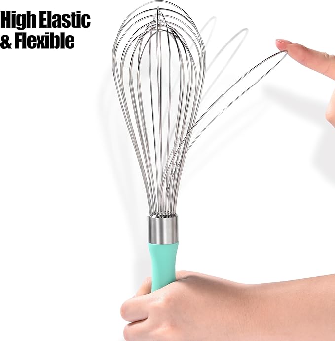 Doosu 18/8 Stainless Steel Balloon Whisk for Cooking (12 Wires, Aqua Sky)