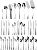 Silverware Set,32 piece Siverware Set with Serving Utensil Set,Stainless Steel Knives Spoon Forks Set for Home, Kitchen, Restaurant,Dinner,Mirror Polished& Dishwasher Safe