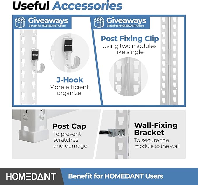 HOMEDANT White 28" W 5 Tier Storage Shelves Garage Shelving Unit Metal
