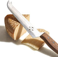 Formaticum Professional Tasting Cheese Knife - Cheese Cutter with Walnut Handle, 7" x 1.25" Stainless Steel Blade, Fork Tip for Tasting, Slicing & Serving, Made in Italy