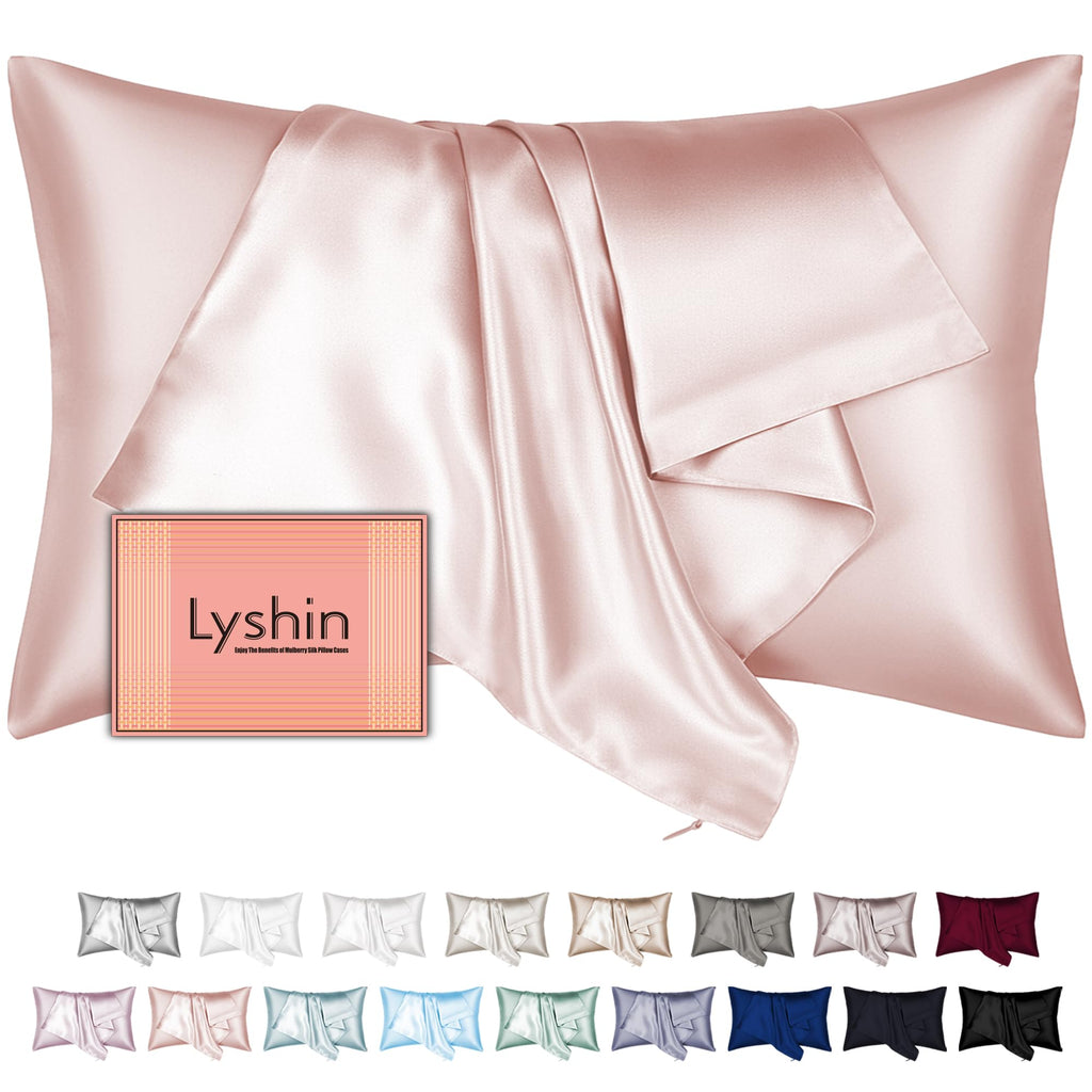 Silk Pillow Cases Standard Size with Hidden Zipper, Mulberry Silk Pillowcase for Hair and Skin, Cooling Silk Satin Pillow Covers for Sleeping, Home Decor Valentine Gifts for Women Girls, Coral Pink