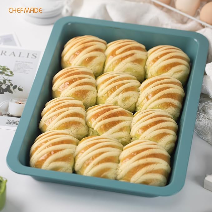 CHEFMADE Baking Pan, 13" Nonstick Lasagna Sheet Pan for Oven (Green)