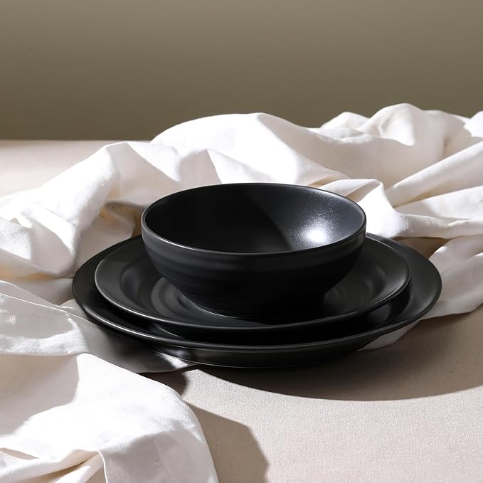 Stone Lain Orbit Dinnerware Set, Charcoal, Set of 16
