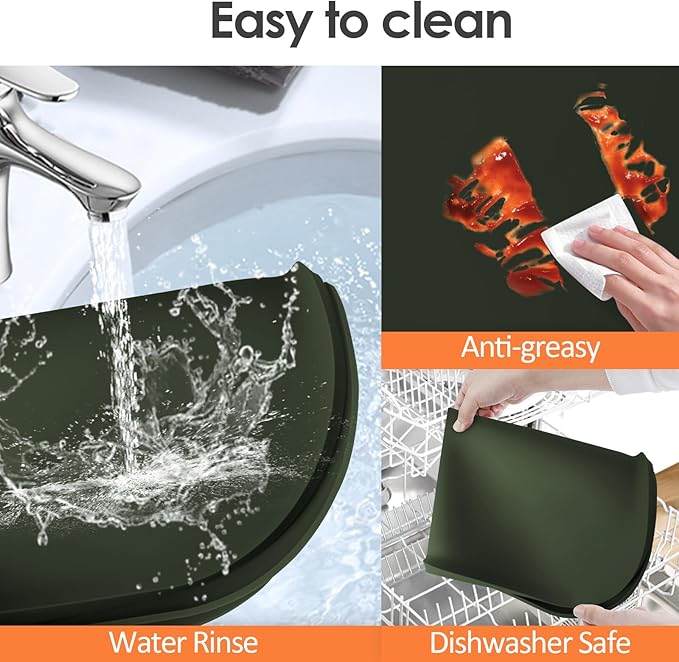 Silicone Coffee Maker Mat with Lip for Countertops, 24'' x 16'' Dark Green