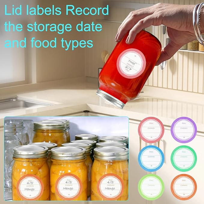 YK Siguoril Electric Mason Jar Vacuum Sealer, Auto Stop Mason Jar Vacuum Sealer Kit for Wide Mouth and Regular Mouth canning lids with Food Storage Labels for Freshness and Preservation