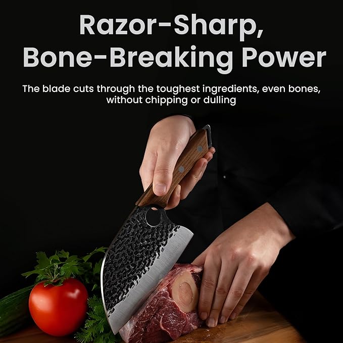 Matsato Cleaver Knife – Japanese Steel Cooking Butcher Knife for Meat & Vegetables Chopping, 5.8 Inch Kitchen Knife, Kitchen Gift for Men & Women