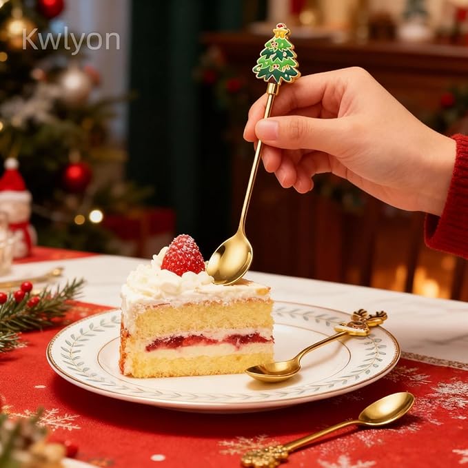 Christmas Cutlery Set (4, Gold, 【4 spoons】)