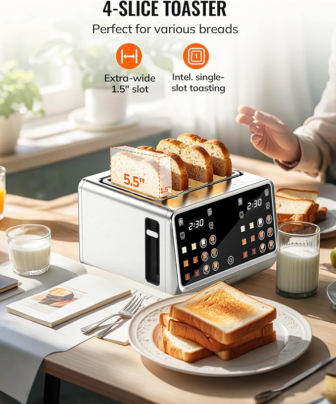 Keenstone 4-Slice Digital Smart Toaster with Touchscreen & Dual Control