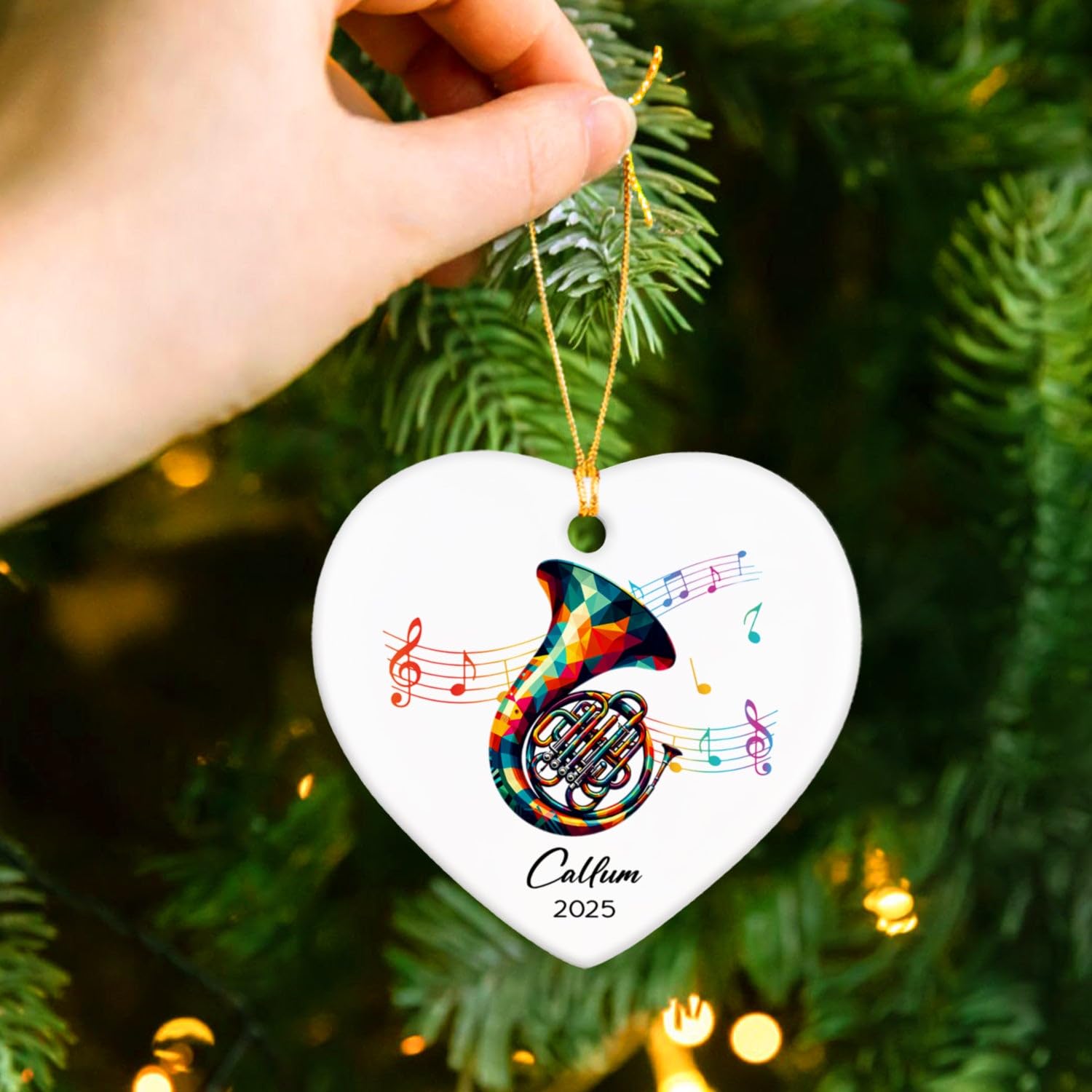 French Horn Ceramic Ornaments, Customized Name & Year French Horn Player Christmas Ornament Gifts, Musical Instrument Ornaments Xmas Tree, Personalized Music Lovers Ceramic Ornament Decoration 2026