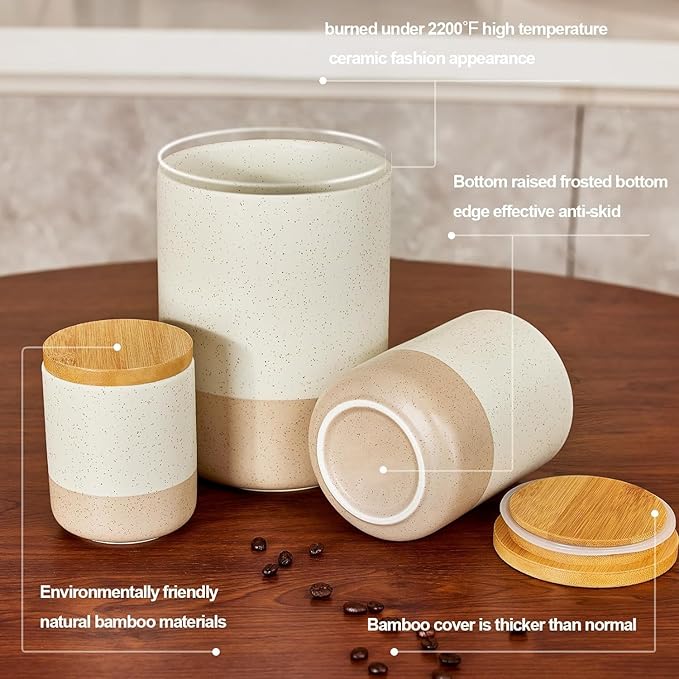 Kitchen Canister for Counter, Ceramic Food Storage Containers with Lids