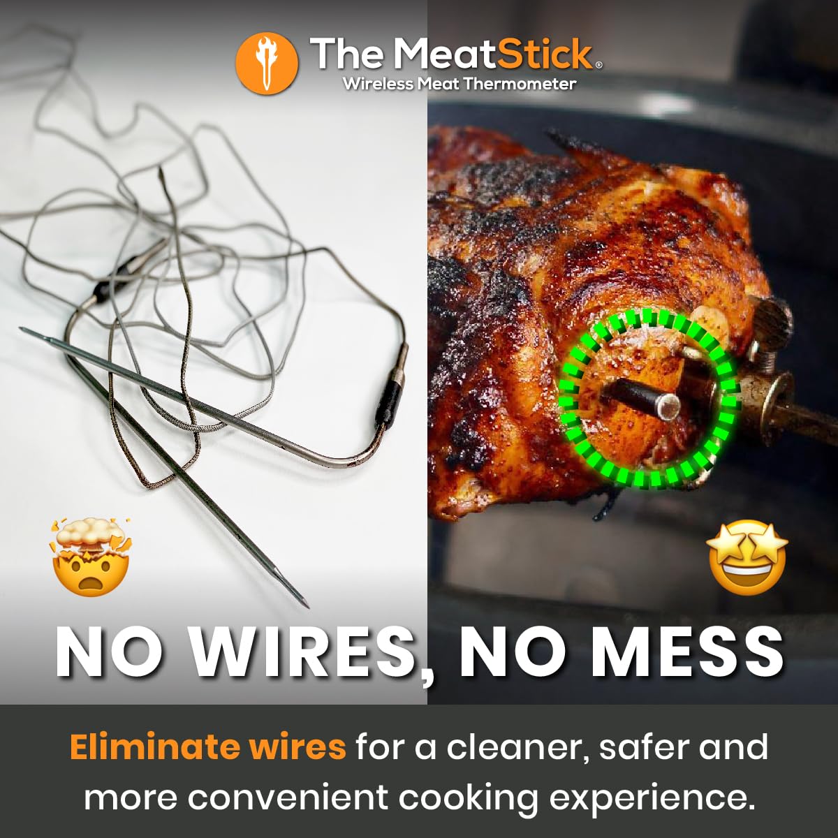 MeatStick Chef Bluetooth Wireless Meat Thermometer, 4-Sensor Slim Probe