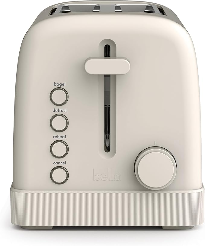 bella 2-Slice Toaster with Extra Wide Slots and 6-Shade Control, Oatmilk