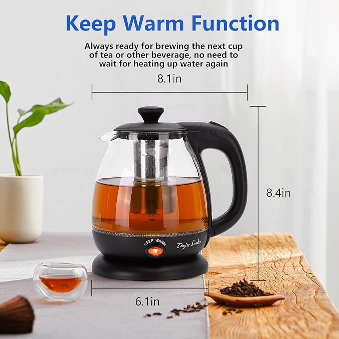 Taylor Swoden Electric Kettle with Tea Infuser, 1L, Black