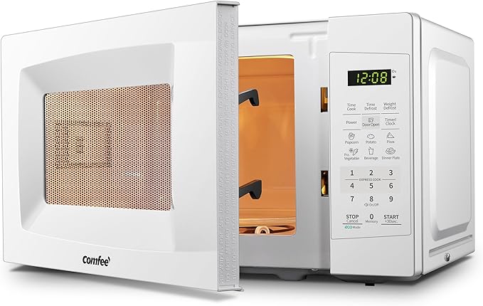 COMFEE' Countertop Microwave Oven, 0.7 Cu.Ft, 700W,Pearl White, ECO Mode