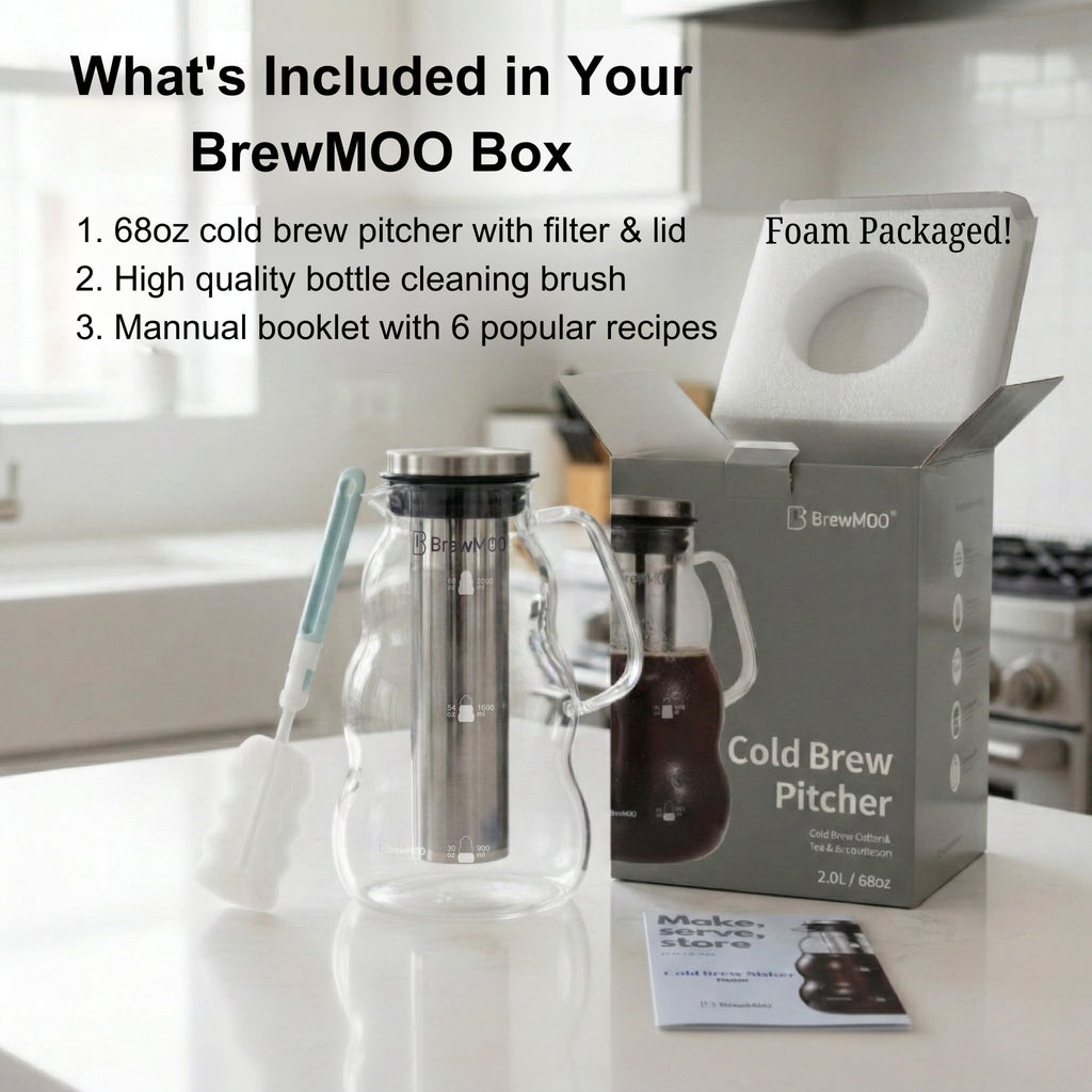BrewMOO Sleek Wave 2.0 L/68 oz Cold Brew Coffee Maker Pitcher