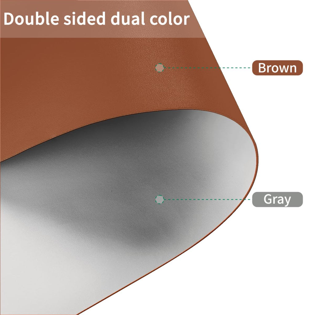Zinkooat Leather Dresser Cover,1.8mm Thick,14x84 Inch,Dresser Protector Top.(Brown+Gray,14x84)