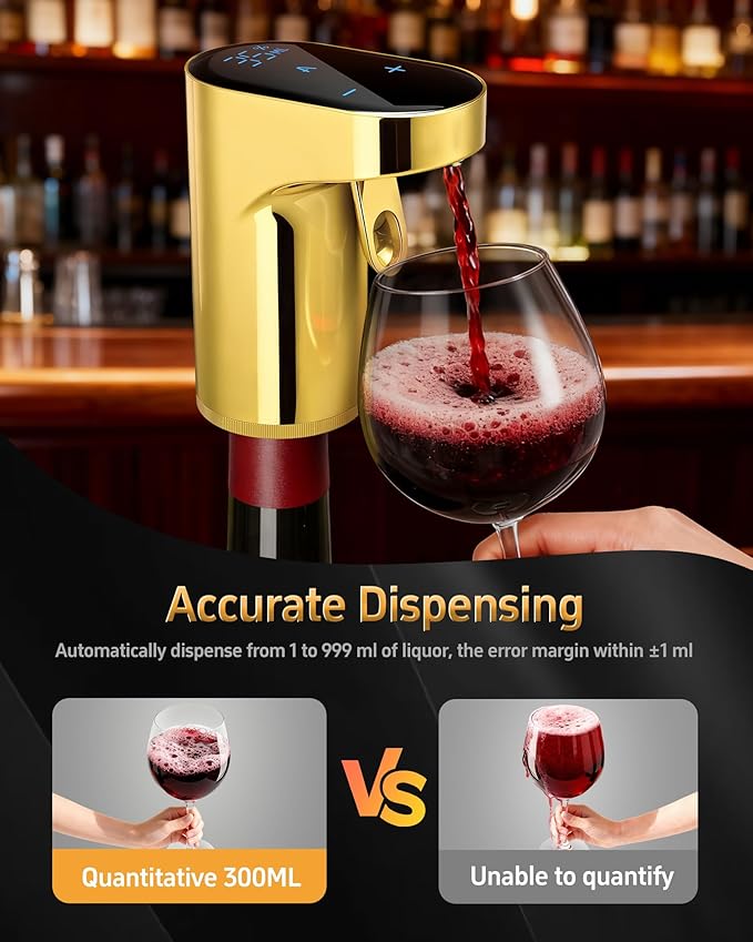 5 in 1 Wine Aerator Whiskey Dispenser,Liquor Decanter, Alcohol Pourer-Gold
