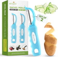 Spring Chef Swivel Potato Peeler with Soft Grip Handle, Set of 2, Aqua Sky