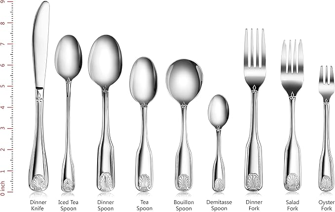 New Star Foodservice Shell Pattern 18/0 Stainless Steel Oyster Fork, 6-Inch, Set of 12, Commercial Grade