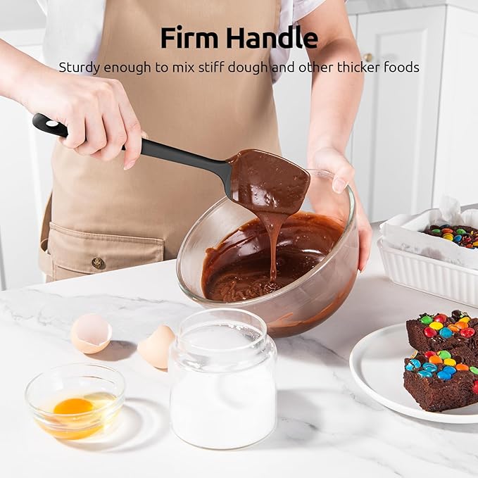 U-Taste Silicone Spoon Spatula Set of 3, 600°F High Heat Resistant, Black