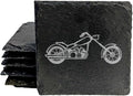 Laser Engraved Motorcycle Slate Coasters Set of 5 – Square – USA Made