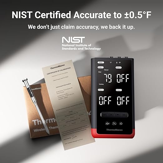 ThermoMaven WiFi Wireless Meat Thermometer, 4 Probes, Smart Base, 6 Sensors