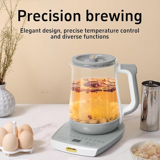 cglightwsparkle Health Pot Electric Kettle with Infuser，Smart Fruit Hot Tea Maker, Temperature Control and Tea Keep Warm, 12 Functional Procedures, 1.8 Liters of Capacity