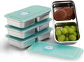 herrydale Stainless Steel Lunch Box for Kids – 2 Compartment Leakproof Snack Container with Lids, Reusable Bento Food Storage for School, Travel & Meal Prep (4-Pack)