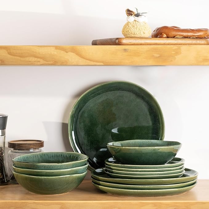 AmorArc Ceramic Dinnerware Sets for 6, 18Pcs Plates and Bowls Sets Dishes