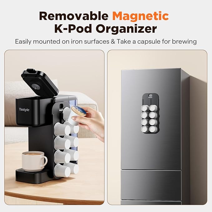Tastyle Hot & Iced Coffee Maker with Magnetic K-Pod Holder, Fits 7.3'' Mug