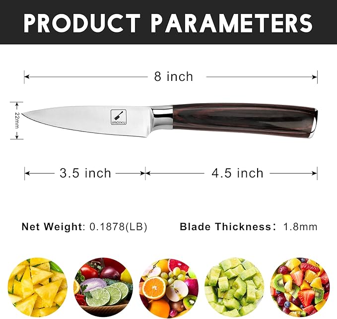 imarku Paring Knife 3.5 Inch, Japanese High Carbon Stainless Steel