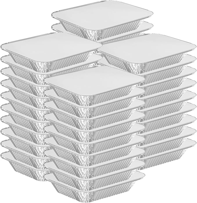 WANBAO 8.3"x6.2" 2.25LB Disposable Tin Foil Pans with Lids, 200 PACK