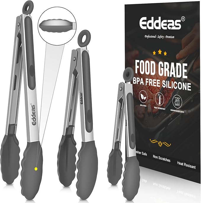 Kitchen Tongs Up To 600°F Silicone Tongs for Cooking 7,9,12 in Grey