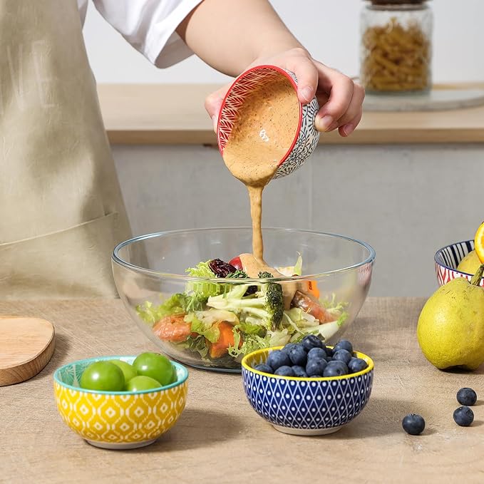 Selamica Ceramic 4 OZ Dipping Bowls Set of 6, Assorted Colors