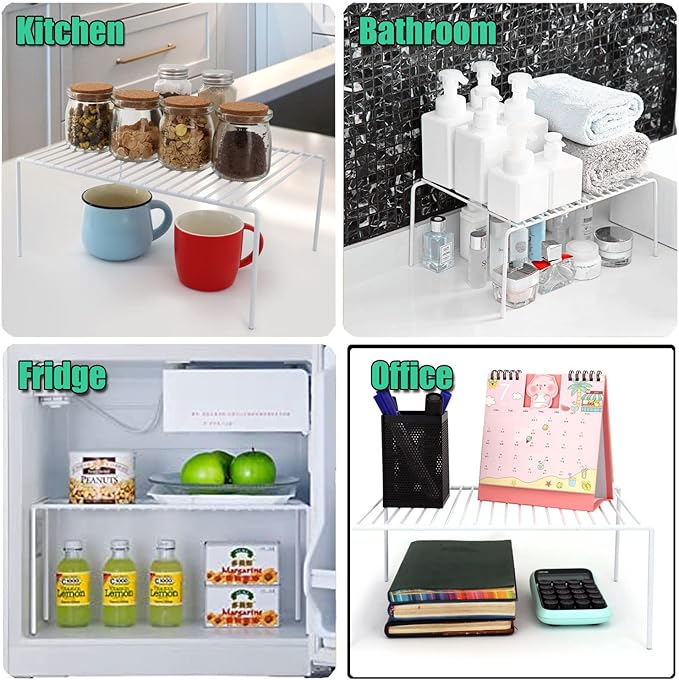 GEDLIRE Cabinet Storage Shelf Rack Set of 6, Medium (13 x 9.4 inch) Rustproof Metal Wire Kitchen Cabinet Organizer and Storage, Cupboard Spice Shelf Rack for Plate, Dish, Counter & Pantry Organization