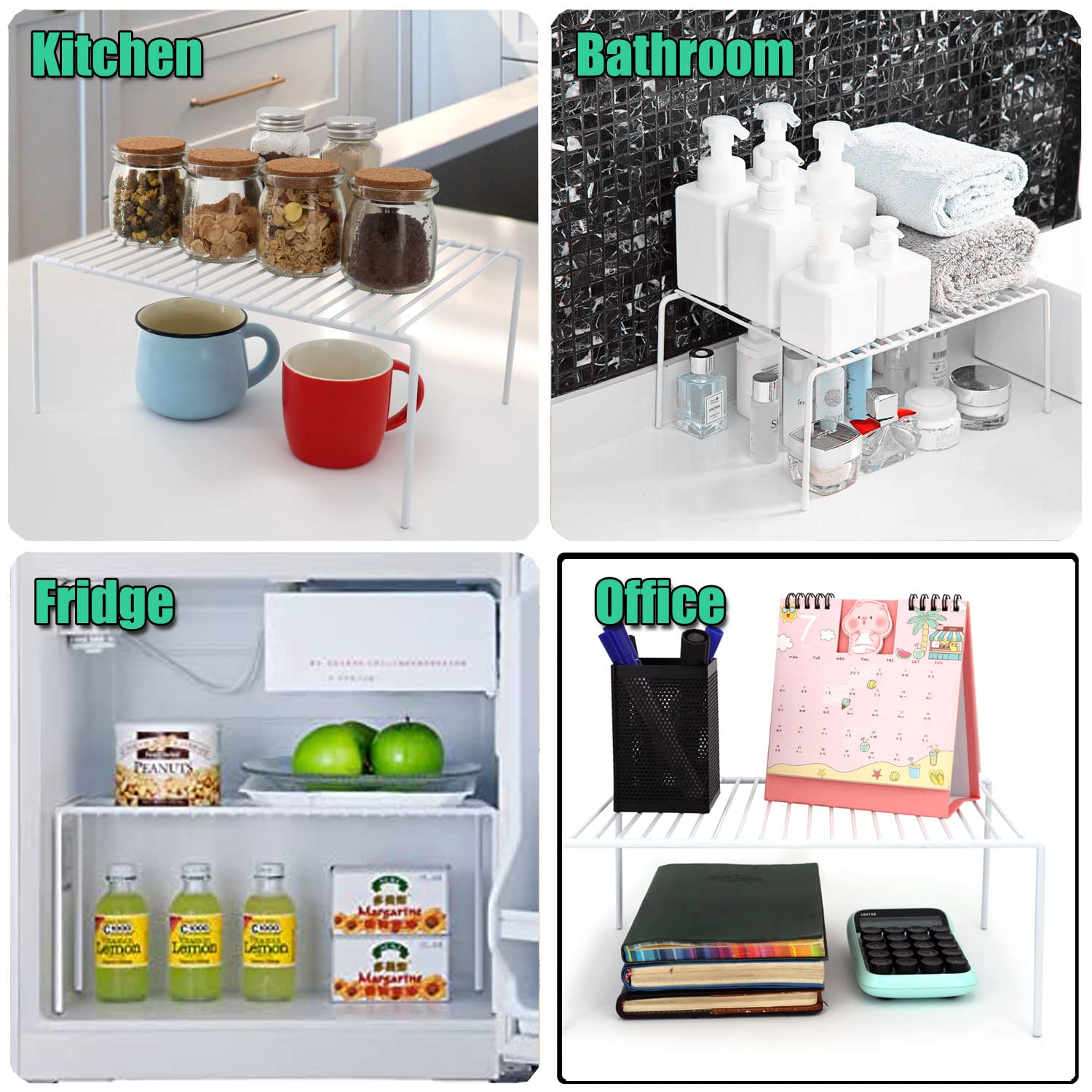 GEDLIRE Cabinet Storage Shelf Rack Set of 2, Medium (13 x 9.4 inch) Rustproof Metal Wire Kitchen Cabinet Organizer and Storage, Cupboard Spice Shelf Rack for Plate, Dish, Counter & Pantry Organization