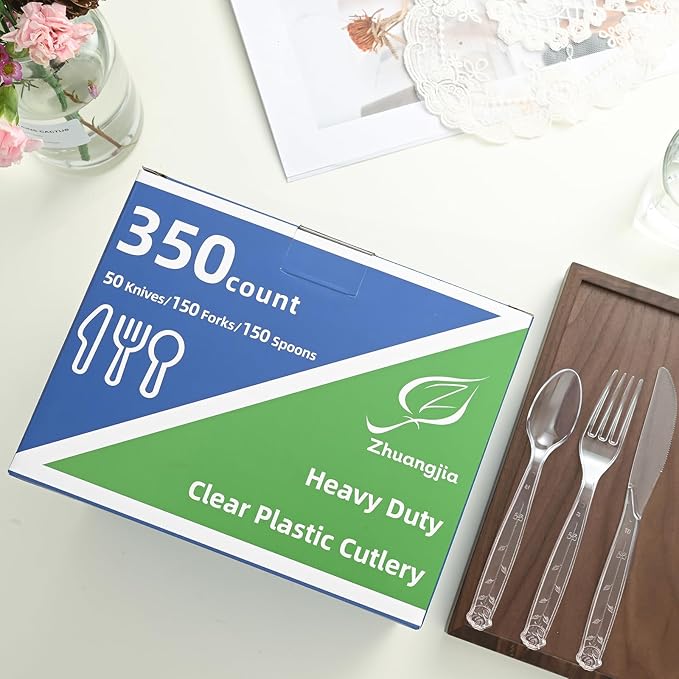 350 Count Clear Plastic forks, Extra Heavy Duty Plastic Forks