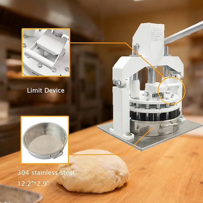 IntXanth 12PCS Table Top Manual Dough Divider 3.17oz-16.93oz Each Piece Hydraulic Hand Dough Cutter Bakery 304 Stainless Steel Tray