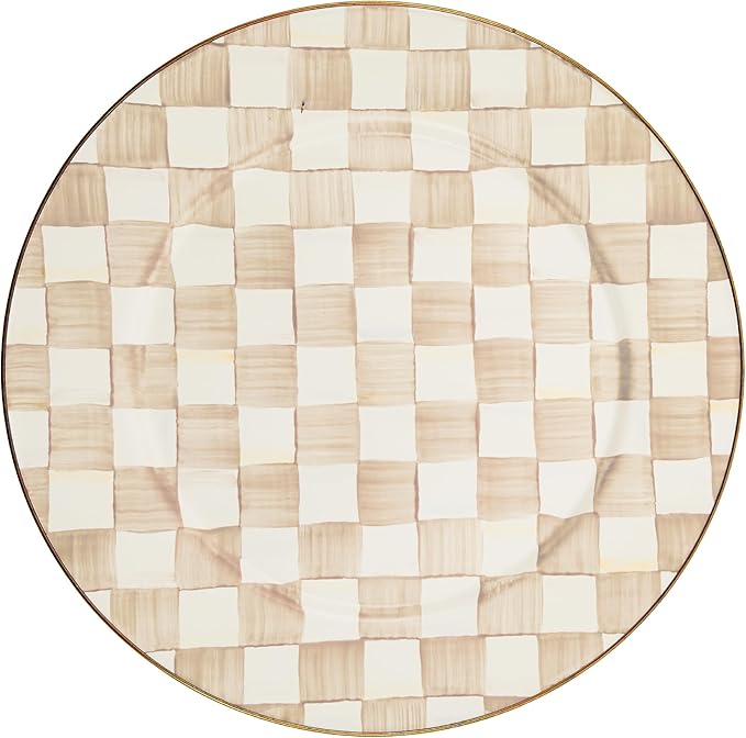 MACKENZIE-CHILDS Enamel Serving Platter, Brown-and-White Mocha Check