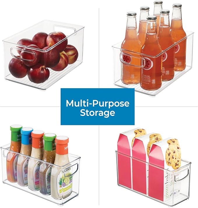 iDesign Stackable Pantry Bins with Handles, 4 Different Sizes, 4 Pack, Clear, Made in USA