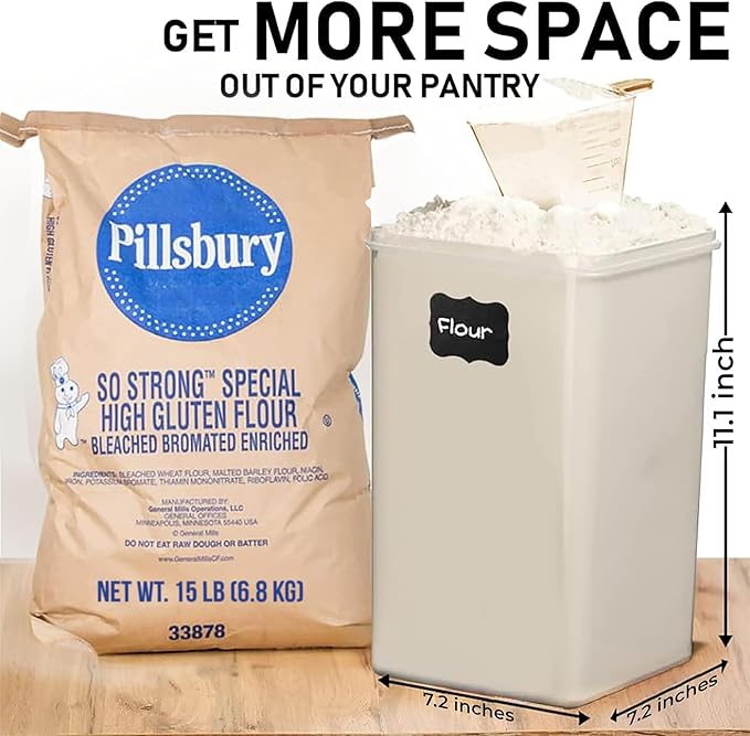 WHITE FEATHER SUPPLIES 2 PC [7 Qt / 6.5L / 220 Oz] Large Food Storage Containers with Lids Airtight - BPA Free Clear Plastic Kitchen and Pantry Storage Containers for Cereal, Flour, Sugar, Rice