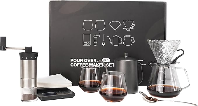 Pour Over Coffee Maker Set Includes Coffee Scale & Manual Coffee Grinder