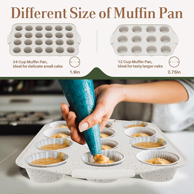 11-Piece Kitchen Nonstick Stackable Bakeware Set, Baking Pans Set, White