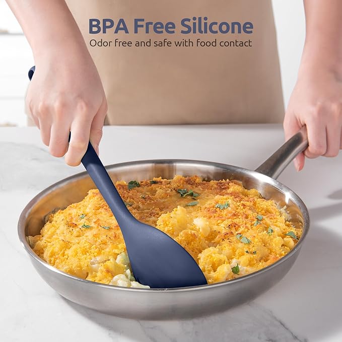 U-Taste Silicone Cooking Spoon, 13.3" Long Large Mix Spoon, Midnight Blue