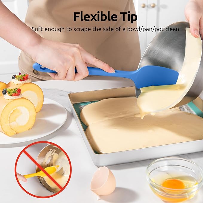 U-Taste Silicone Spoon Spatula Set of 3, 600°F Heat Resistant, Multicolor