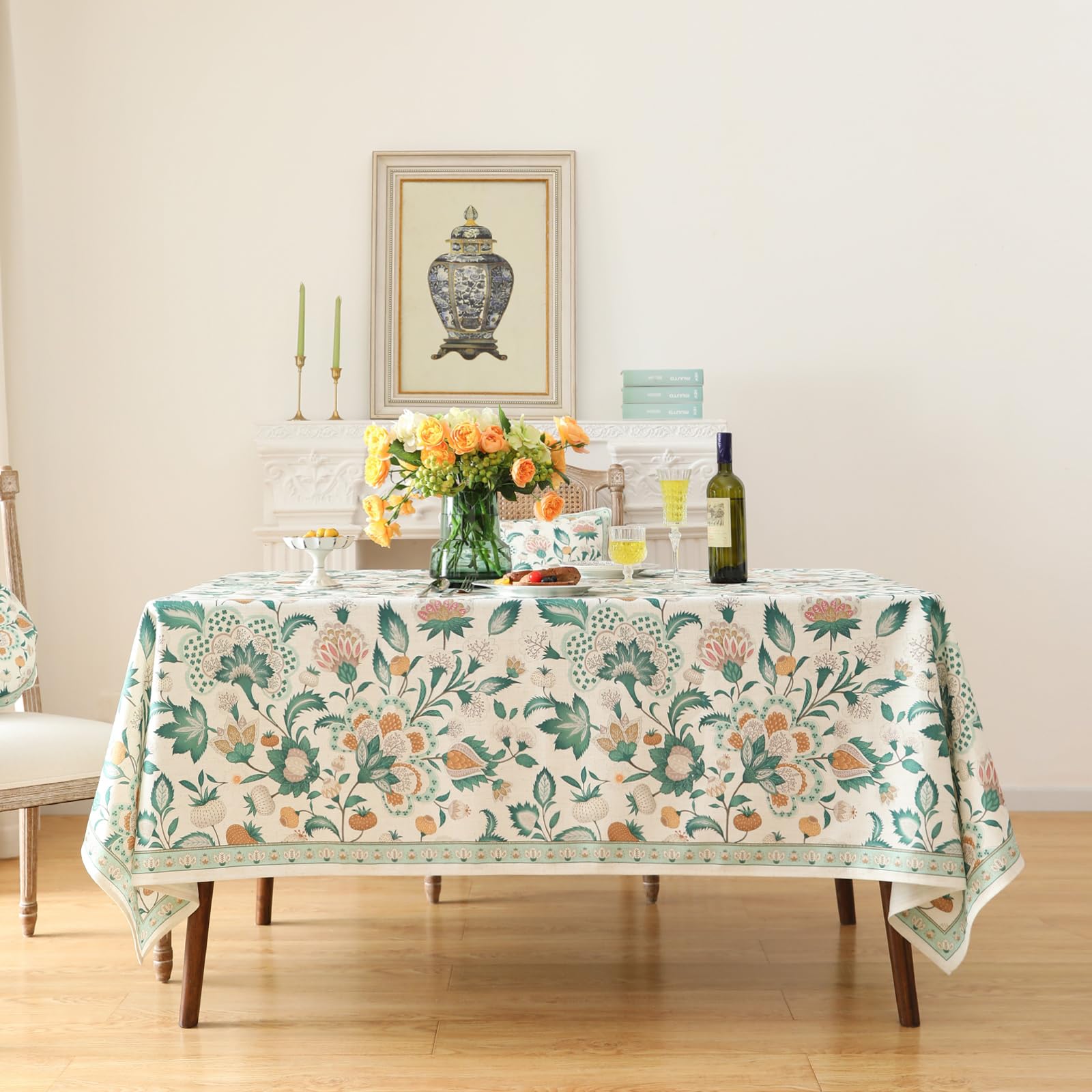 patdrea Vintage French Linen Tablecloth,Rectangular,79"x55"-Tree Life