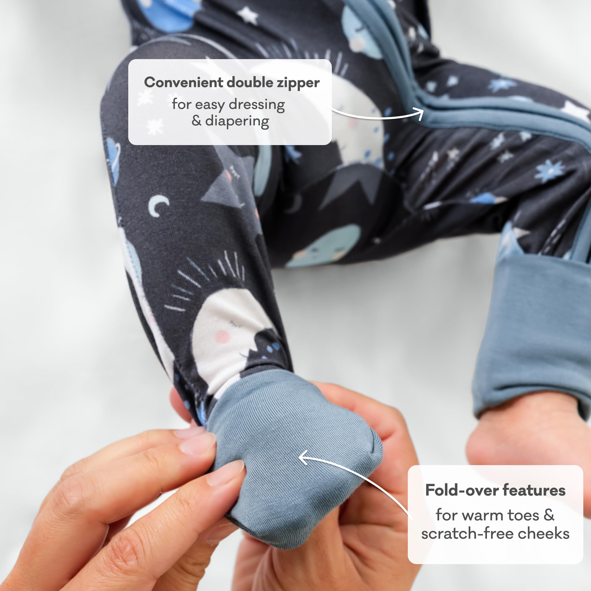 Little Sleepies Baby Pajamas, Blue To the Moon & Back, 12-18M