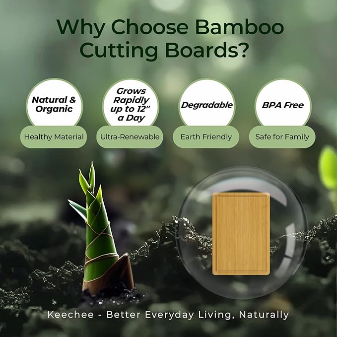 Keechee Natural Bamboo Cutting Board for Kitchen, XL Carving Board